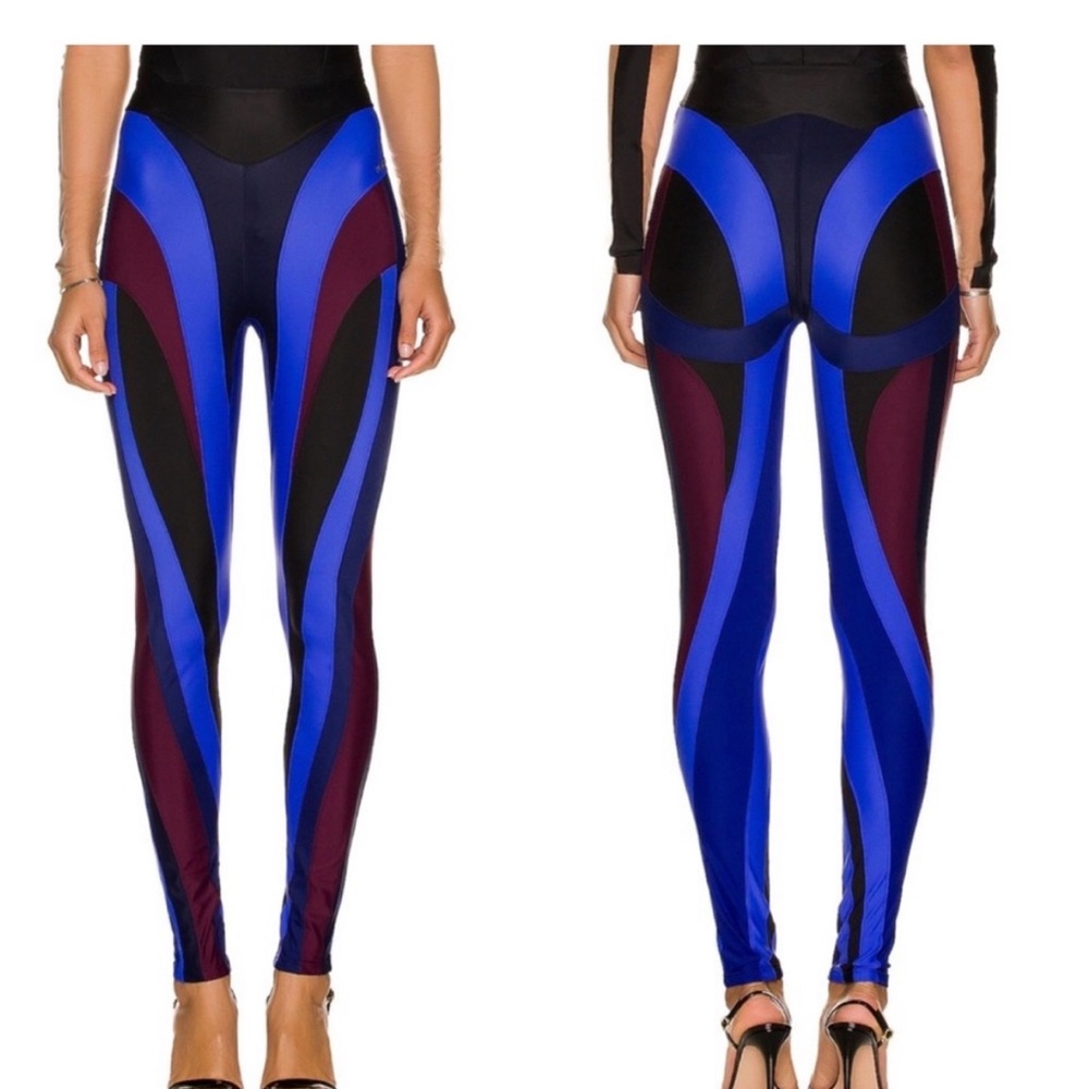 New mugler spiral leggings paneled color black 42